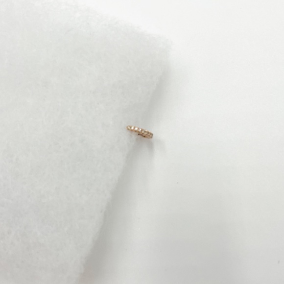 Real Diamond 14k Rose Gold Huggie Cuff Earring - Picture 8 of 12